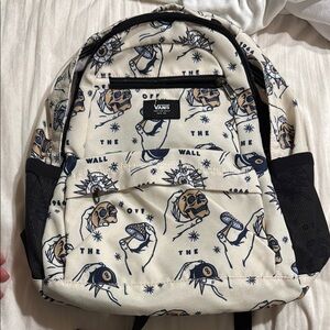 Vans Cream and Black Printed Backpack